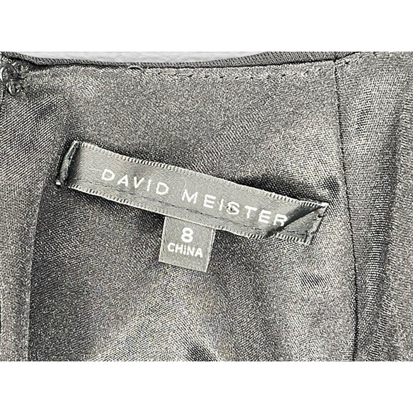 David Meister Embroidered Beaded Luxe Gown Womens 8 Black Gold Maxi Elegant Gala - Picture 8 of 8